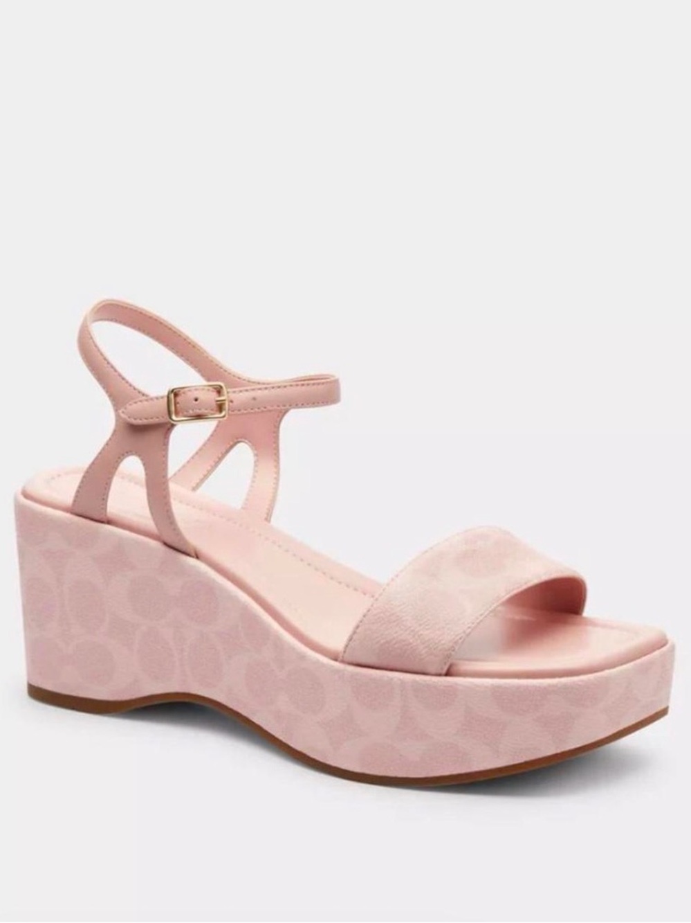 COACH Gale Wedge Pink Sandal In Signature Canvas Size 9.5